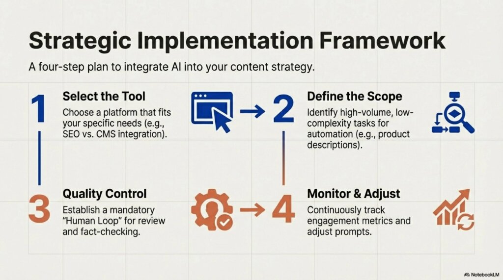 Strategic implementatio framework. 4-step implementation plan